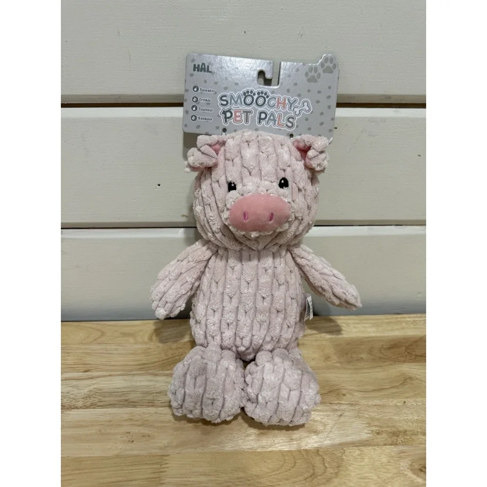 Hal Toys Pig Squeaky Plush Dog Toy, Pink, 12-in